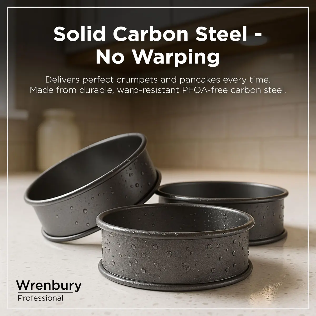 Wrenbury Nonstick Crumpet Rings Set of 4 Food Molds, 9cm (3.5 inch) Metal Baking Egg Rings | Perfect Round Crumpets, Pancakes, English Muffins - view 5