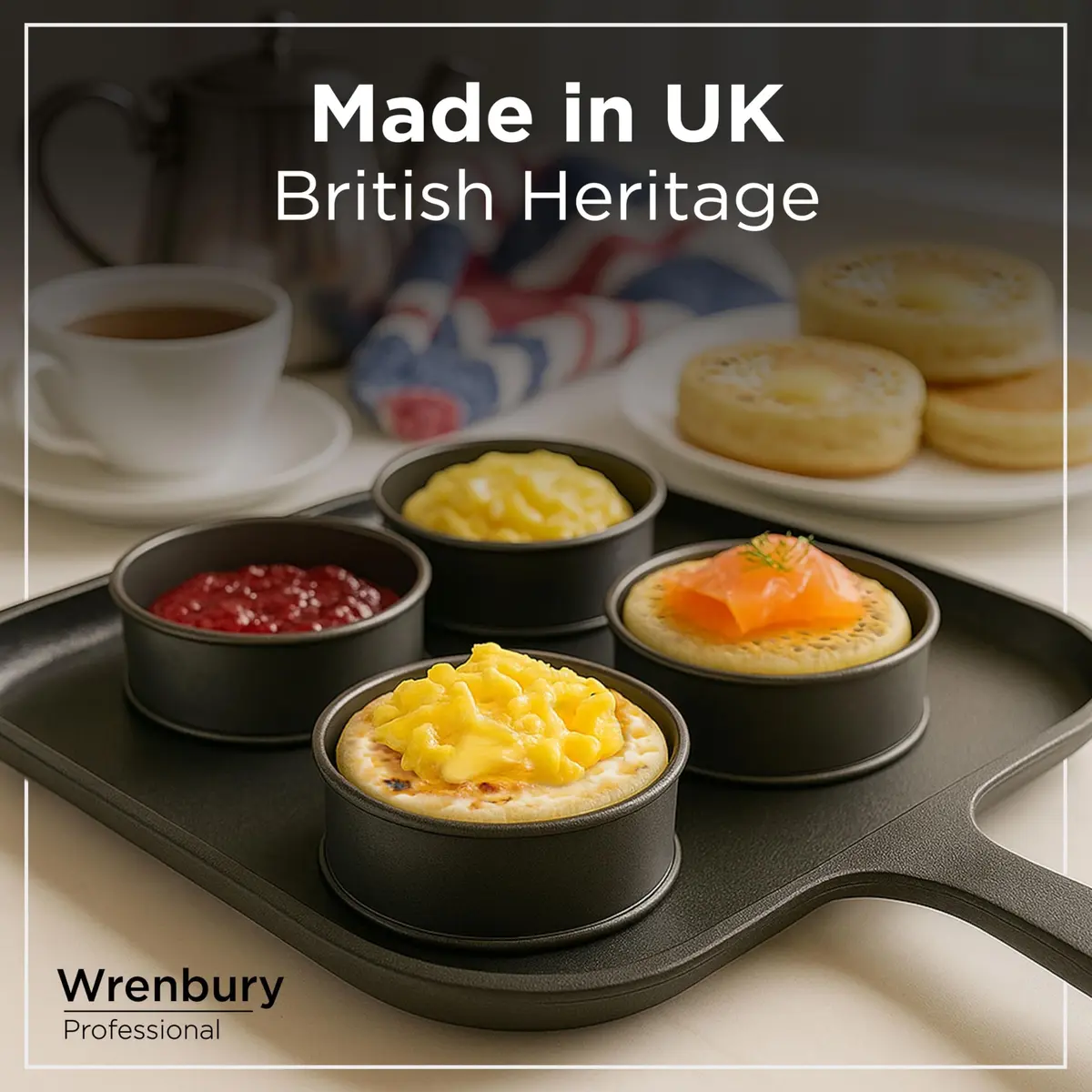 Wrenbury Nonstick Crumpet Rings Set of 4 Food Molds, 9cm (3.5 inch) Metal Baking Egg Rings | Perfect Round Crumpets, Pancakes, English Muffins - view 7