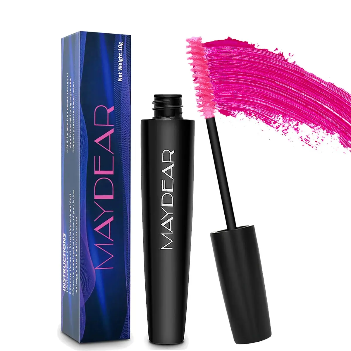 Maydear Rose Colored Mascara for Eyelashes, Waterproof Lengthening & Volumizing, 10.35ml (0.35 Fl Oz) | Smudge-Proof for Party & Stage - main product image