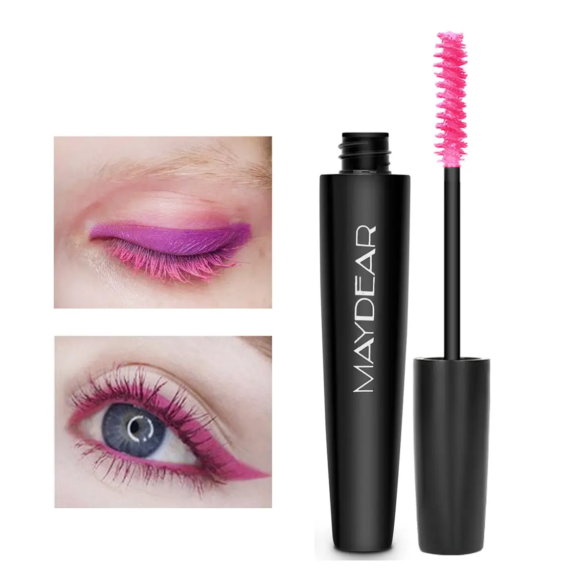 Maydear Rose Colored Mascara for Eyelashes, Waterproof Lengthening & Volumizing, 10.35ml (0.35 Fl Oz) | Smudge-Proof for Party & Stage - view 2
