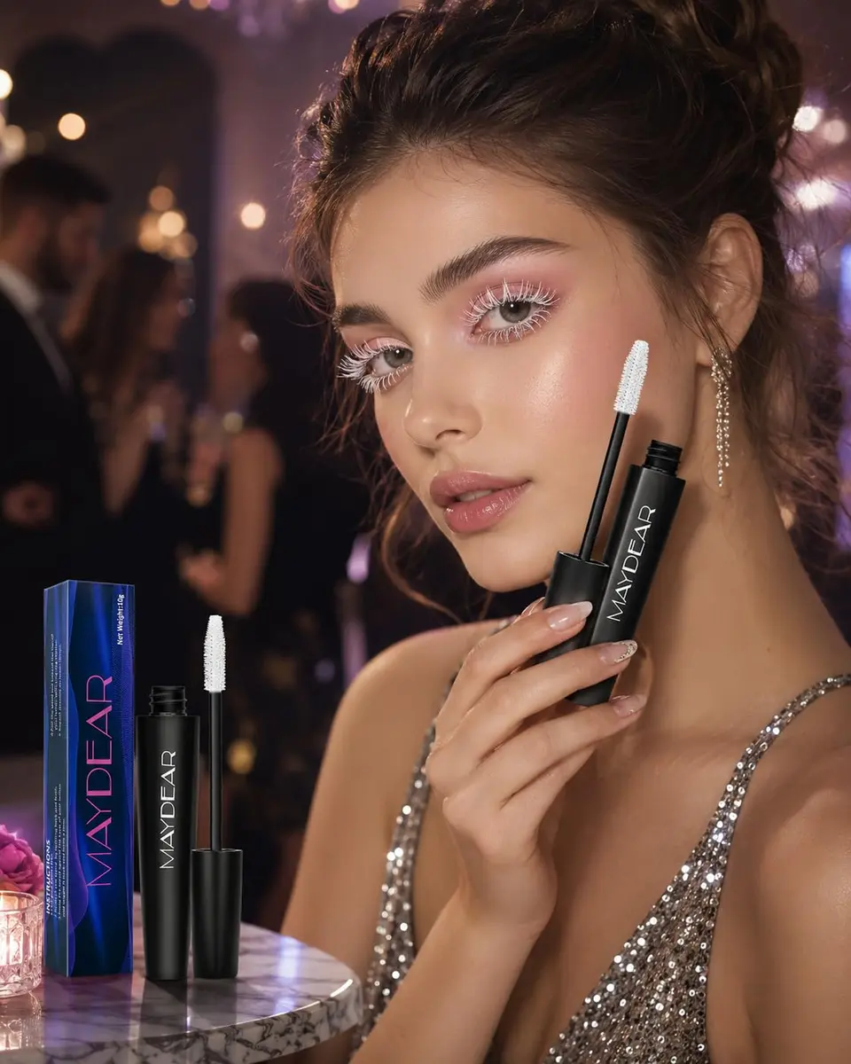 Maydear White Mascara Volumizing Curling Lengthening 10ml (0.32 Fl Oz) | Intense Definition & Long-Lasting Smudge-Proof Wear - view 8