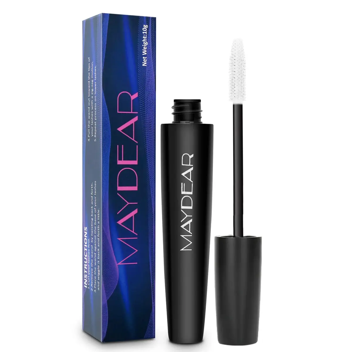 Maydear White Mascara Volumizing Curling Lengthening 10ml (0.32 Fl Oz) | Intense Definition & Long-Lasting Smudge-Proof Wear - view 2