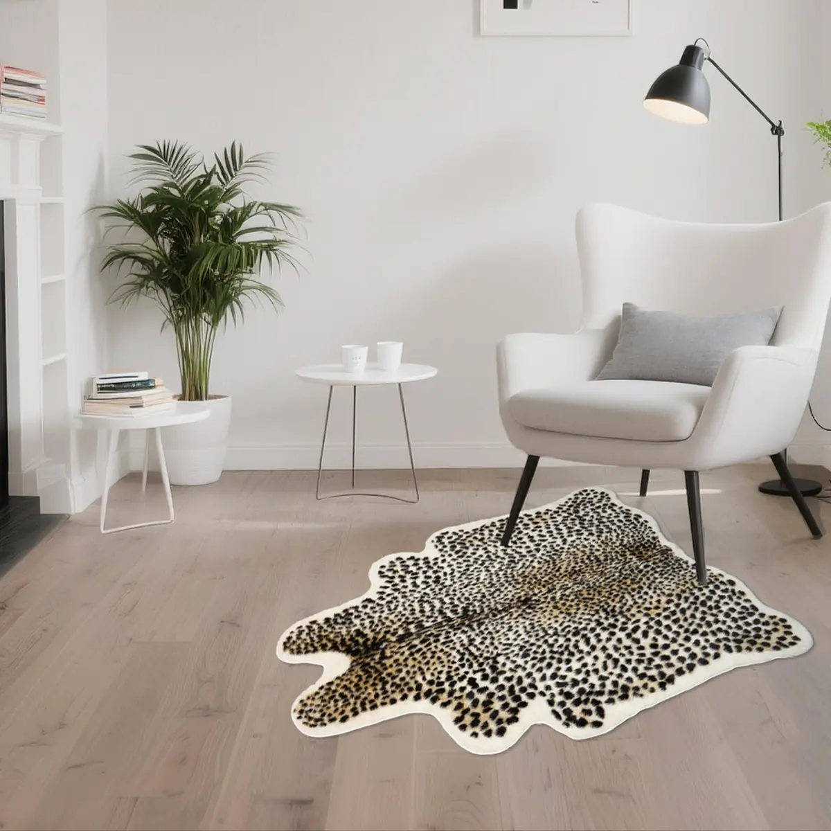 Asuprui Leopard Print Area Rug 109cm x 89cm | Soft Faux Fur Cheetah Carpet for Bedroom - view 5
