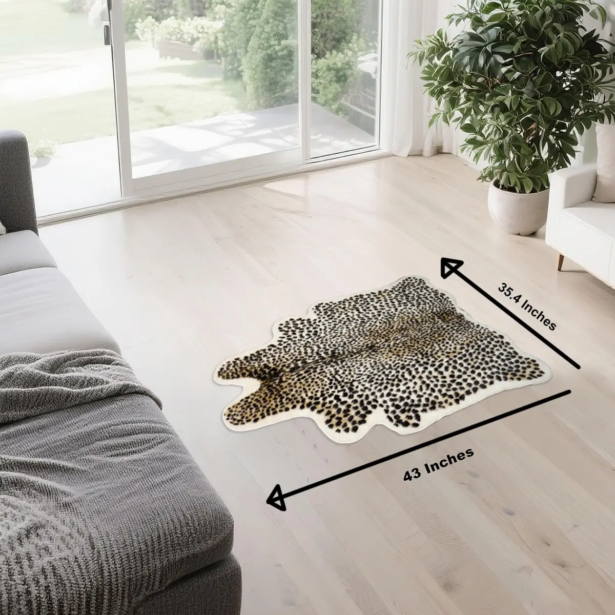 Asuprui Leopard Print Area Rug 109cm x 89cm | Soft Faux Fur Cheetah Carpet for Bedroom - view 6
