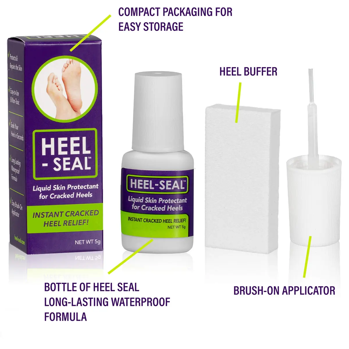 Heel-Seal Liquid Skin Protectant for Cracked Heels 14g (0.5 Oz) | Seals & Repairs Cracked Feet - view 2