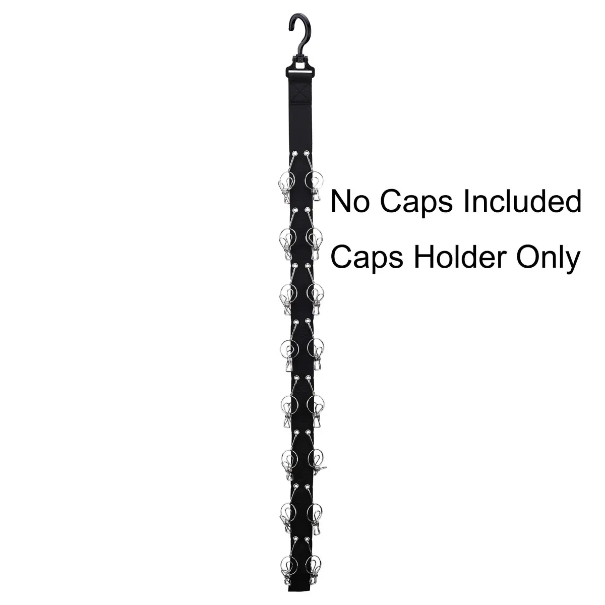 LEVOSHUA Hanging Cap Organizer with 16 Stainless Steel Clips | Black (1 Pack) - view 4