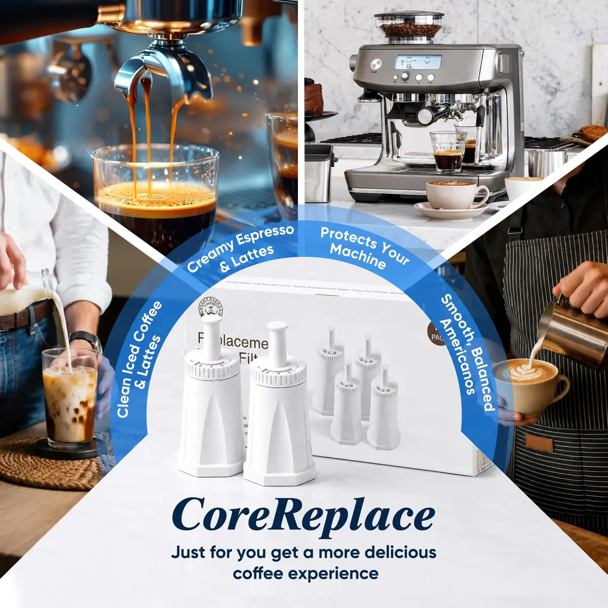 CoreReplace 4 Pack Water Filter for Breville Espresso Machines | Compatible with BES880, BES878, BES990, BES980 & BES920 - view 8