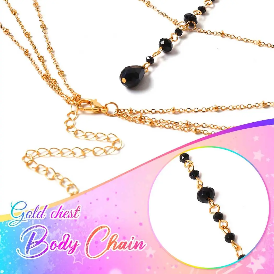COSYDAYS Gold Body Chain with Rhinestones | Adjustable Bikini Chest Jewelry for Women - view 3