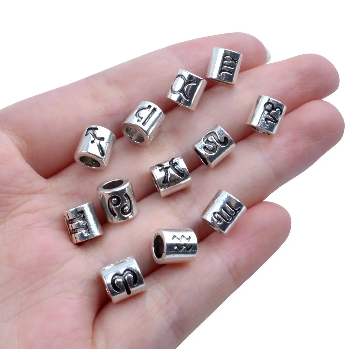 BronaGrand Craft Bead 60pcs Alloy Zodiac Spacer Beads | 4mm Large Hole for Jewelry DIY - view 5