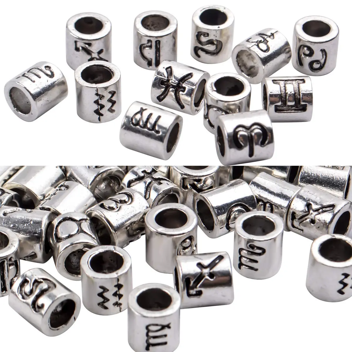 BronaGrand Craft Bead 60pcs Alloy Zodiac Spacer Beads | 4mm Large Hole for Jewelry DIY - view 7