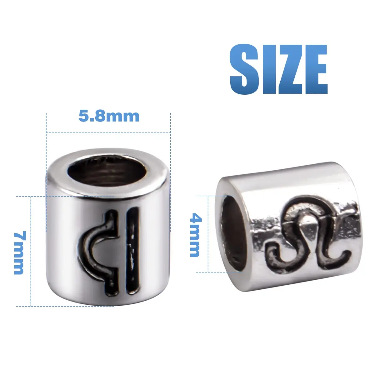 BronaGrand Craft Bead 60pcs Alloy Zodiac Spacer Beads | 4mm Large Hole for Jewelry DIY - view 4