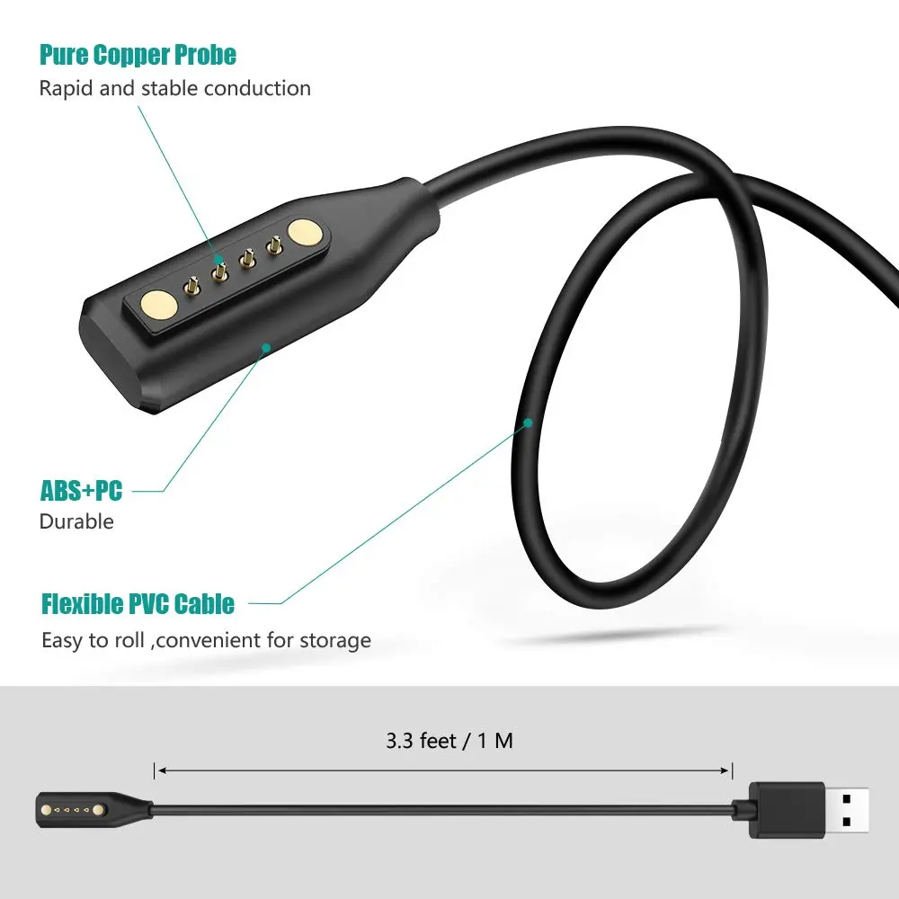 TUSITA Magnetic USB C Charging Cable Compatible with Bose Frames Audio Sun Glasses, 1M, 2-Pack | Fast & Safe Charging - view 3