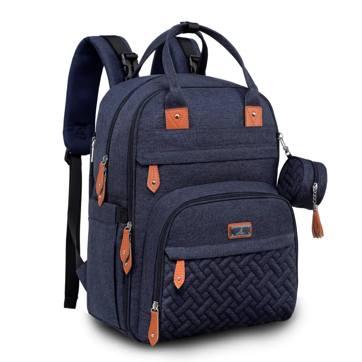 BabbleRoo Diaper Bag Backpack - Baby Essentials Travel Tote - Water Resistant, Multi Function, Navy Blue | 26L - main product image
