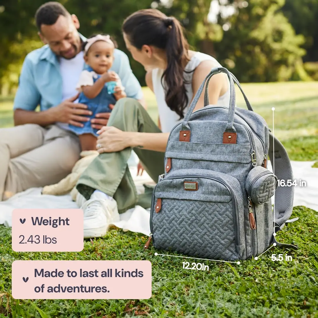 BabbleRoo Diaper Bag Backpack - Baby Essentials Travel Tote - Water Resistant, Multi Function, Navy Blue | 26L - view 8