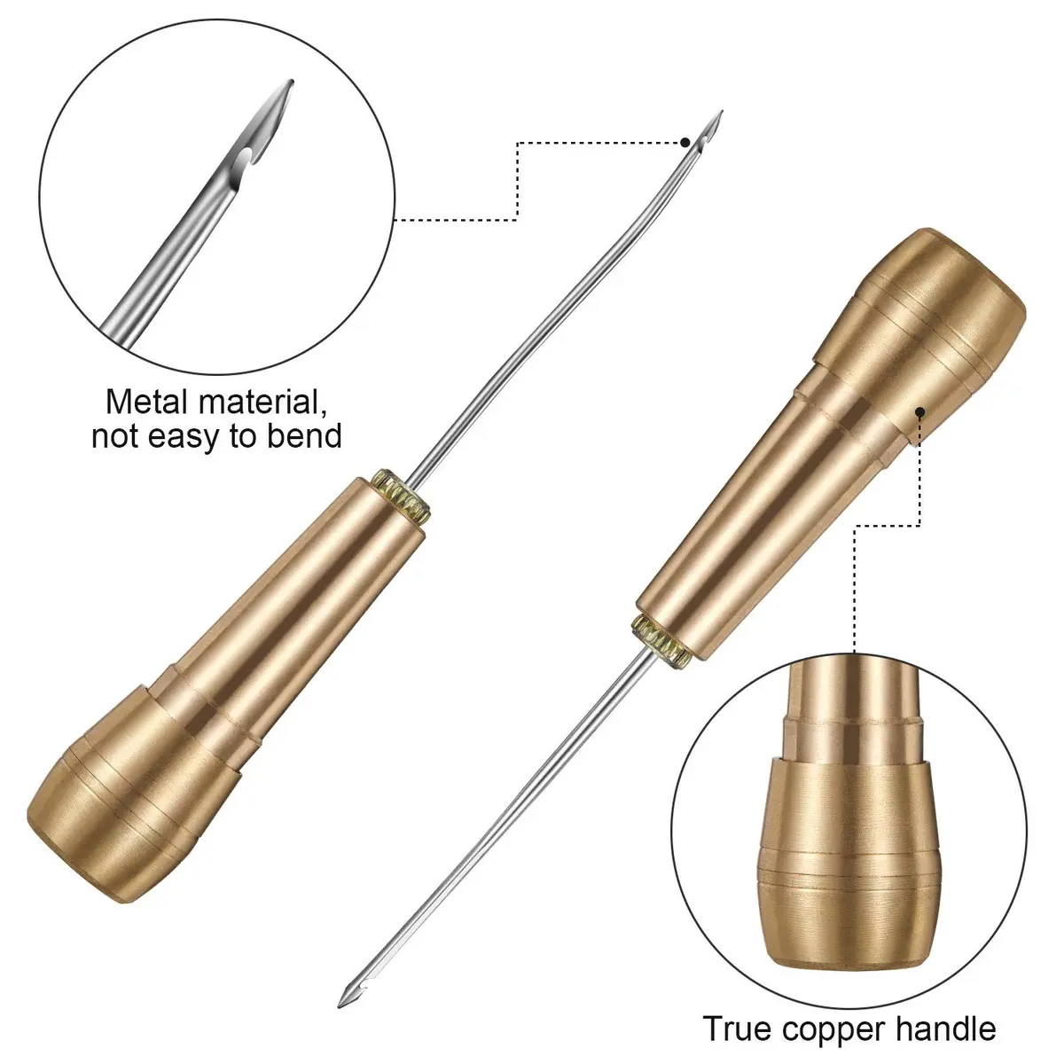 WILLBOND Canvas Leather Sewing Awl with Copper Handles | Hand Stitch Leather & Shoe Repair Tool - view 5