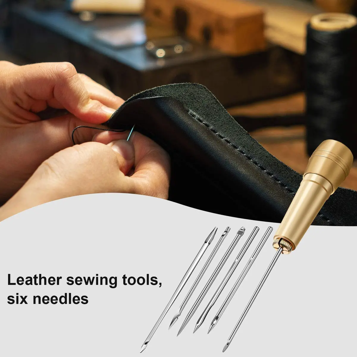 WILLBOND Canvas Leather Sewing Awl with Copper Handles | Hand Stitch Leather & Shoe Repair Tool - view 6