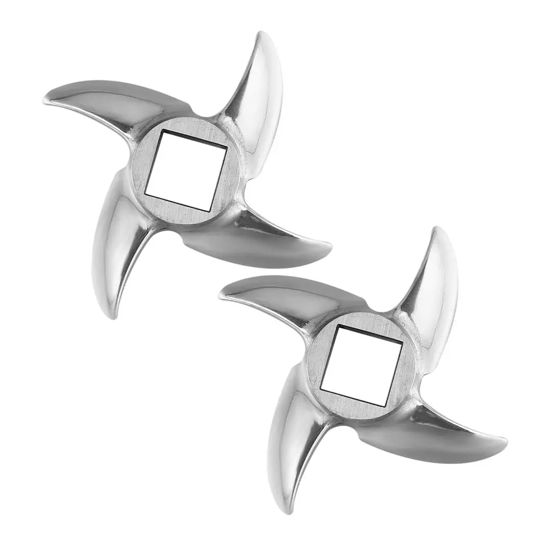 FanWayer #12 Meat Grinder Blade Replacement Knife Cutter (2-Pack, Silver) | Stainless Steel, 12.5mm Square Hole - main product image