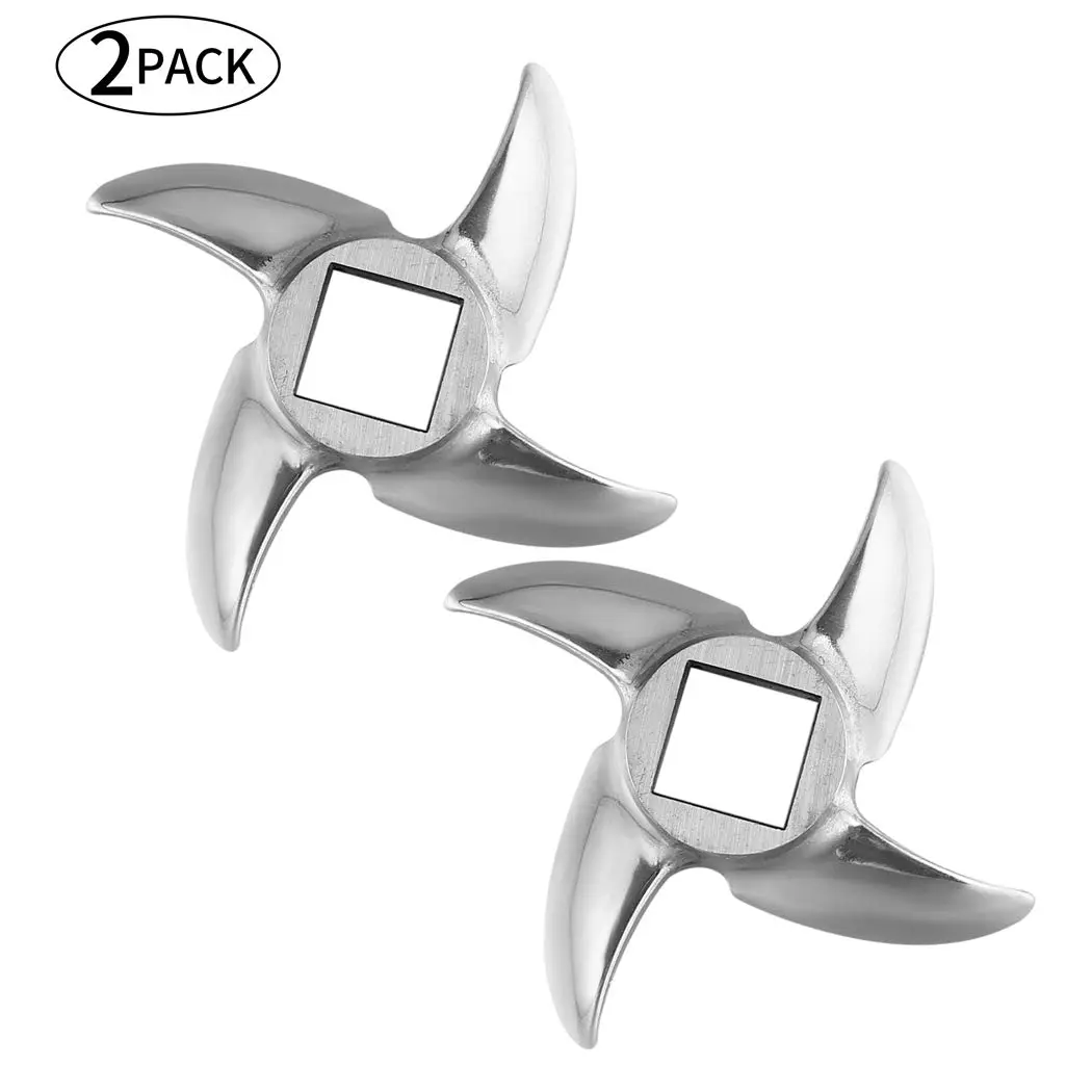 FanWayer #12 Meat Grinder Blade Replacement Knife Cutter (2-Pack, Silver) | Stainless Steel, 12.5mm Square Hole - view 3