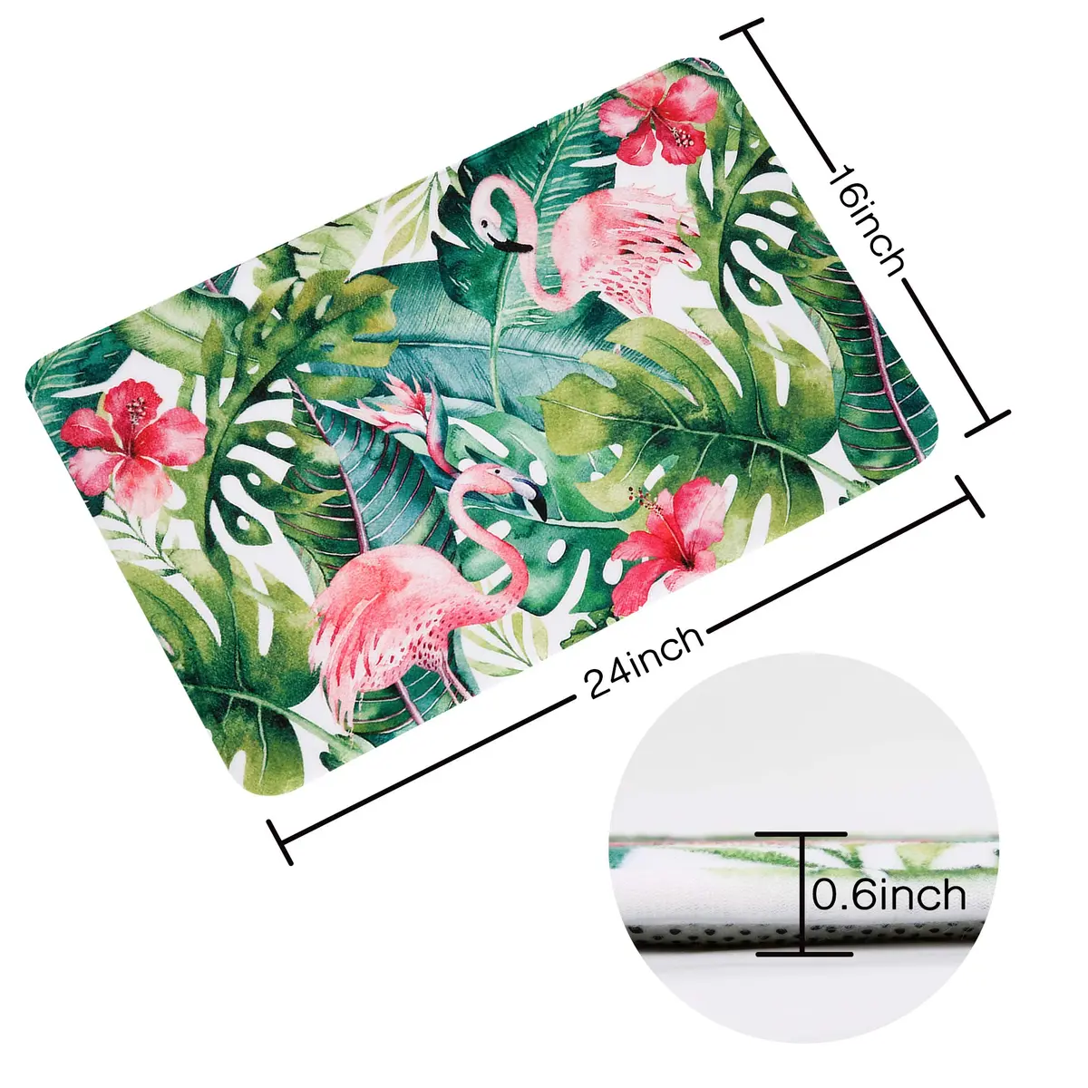 LIVILAN Tropical Leaf Bathroom Rug 40cm x 60cm | Soft Memory Foam, Quick Dry, Non-Slip PVC Backing - view 4