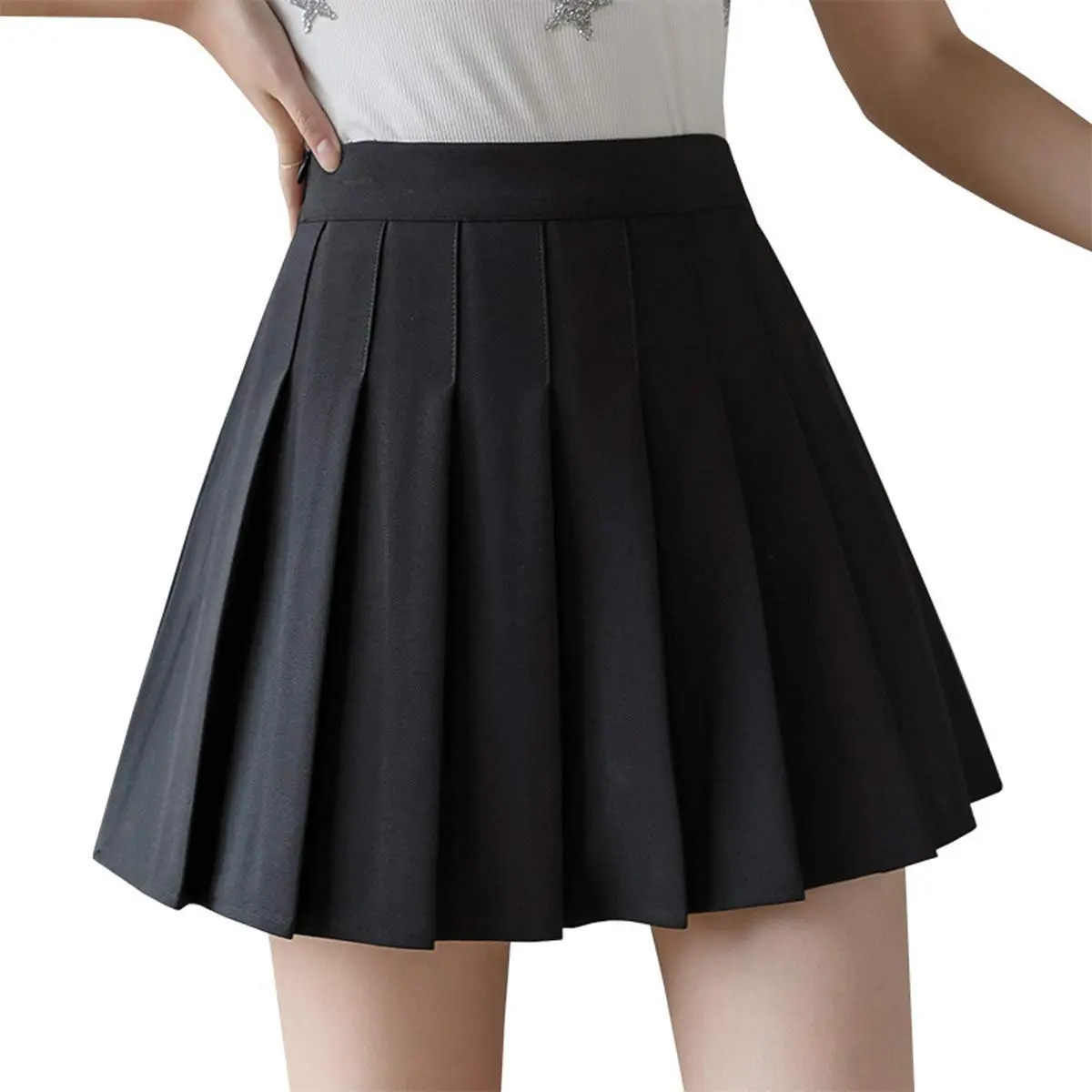 TONCHENGSD Women's High Waist Pleated Mini Skirt Skater Tennis Skirt (Black, M) | Casual & Classic Style - view 2