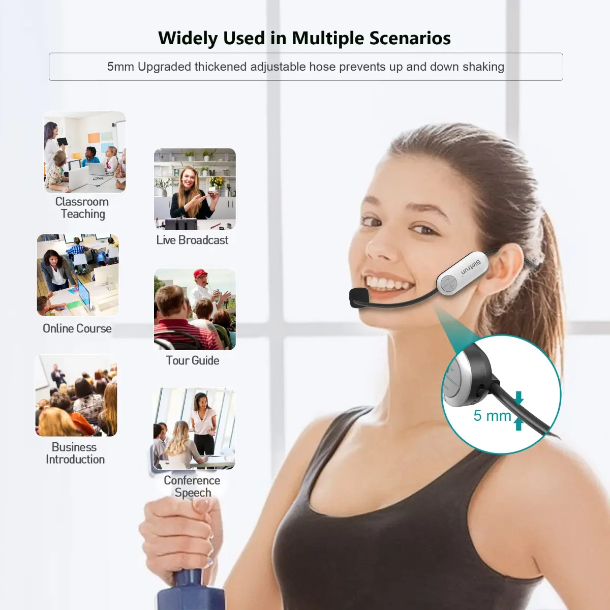 Bietrun UHF Wireless Microphone Headset & Handheld 2-in-1, 165ft Range, 6H Battery, 1/4'' Plug | Professional Karaoke & PA System Mic - view 6