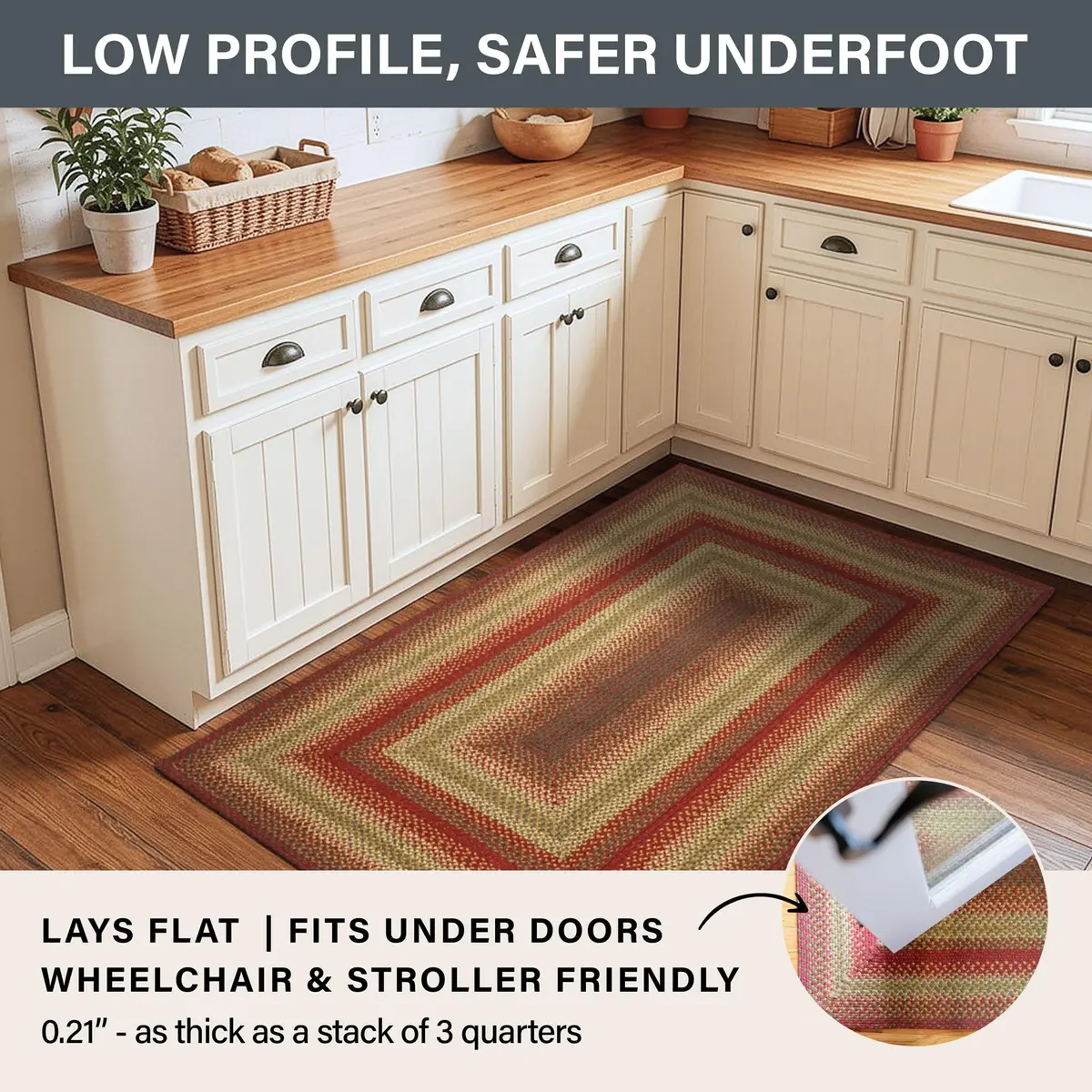 Homespice Cider Barn Braided Jute Runner Rug 55cm x 183cm (22" x 72") | Vibrant Fade-Resistant Color - view 6