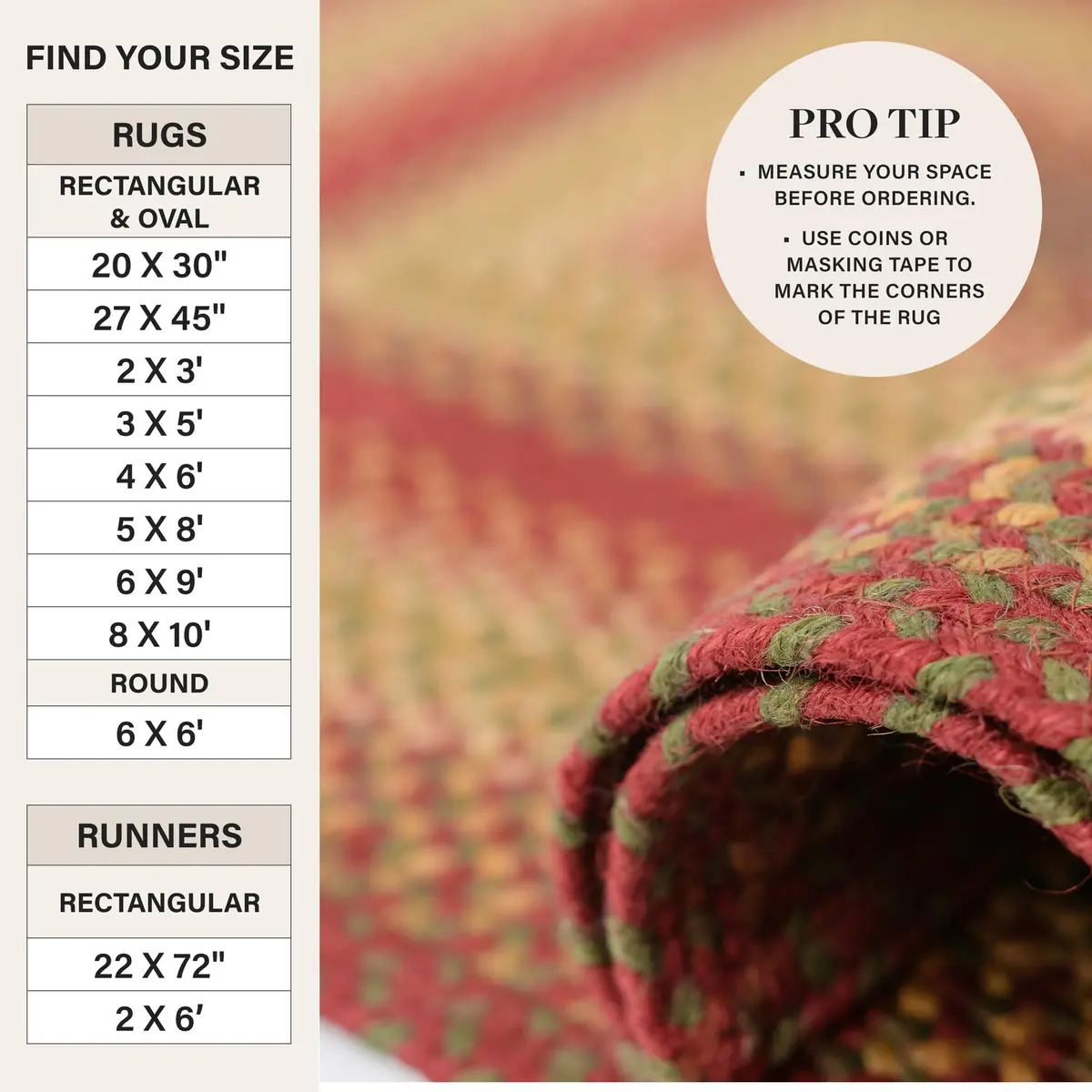 Homespice Cider Barn Braided Jute Runner Rug 55cm x 183cm (22" x 72") | Vibrant Fade-Resistant Color - view 8