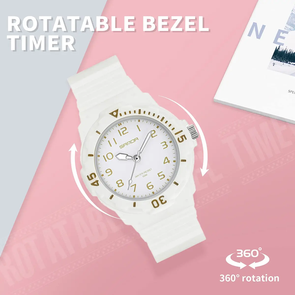CNBRO Women's Watch Waterproof Nurse Sport Minimalist 32.6mm Resin Case | 50M Water-Resistant - view 5
