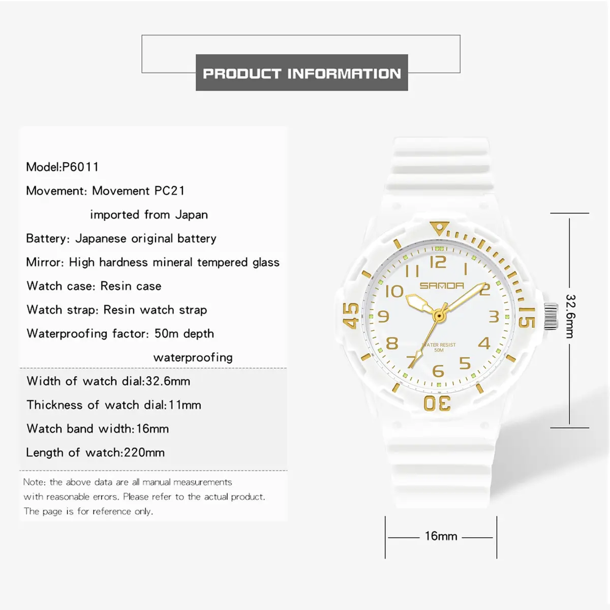 CNBRO Women's Watch Waterproof Nurse Sport Minimalist 32.6mm Resin Case | 50M Water-Resistant - view 7