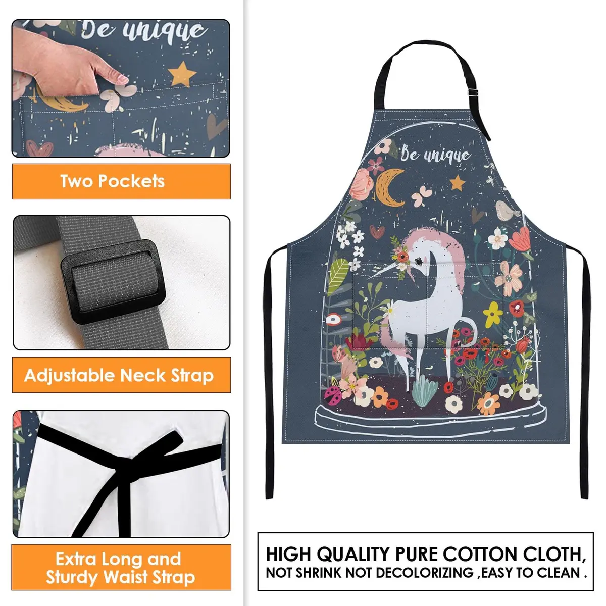 Britimes Apron with Pockets, 32x28 inch | Waterproof Polyester, Adjustable Neck & Waist - view 4