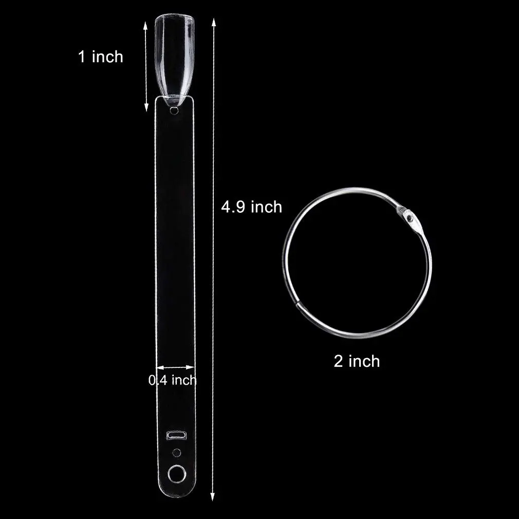 Treamlyn 150 Pcs Clear Nail Swatch Sticks with Ring | Fan Shape Nail Art Polish Display Tips - view 5