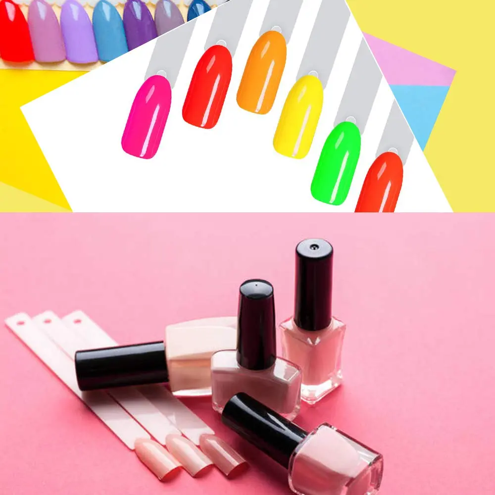 Treamlyn 150 Pcs Clear Nail Swatch Sticks with Ring | Fan Shape Nail Art Polish Display Tips - view 2