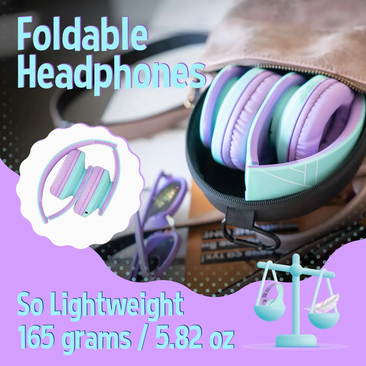 PowerLocus Kids Over-Ear Headphones Bluetooth Wireless | Safe 85DB, Foldable, 15H Play, Micro SD Mode - view 4