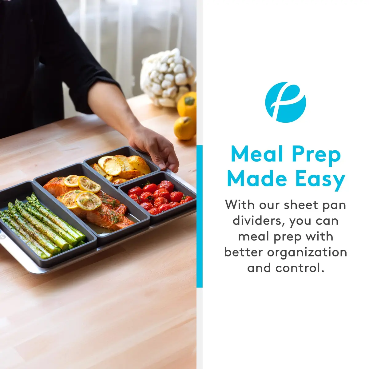 Prepd Cheat Sheets Silicone Sheet Pan Dividers (4-Pack) | Cook Multiple Dishes at Once - view 3