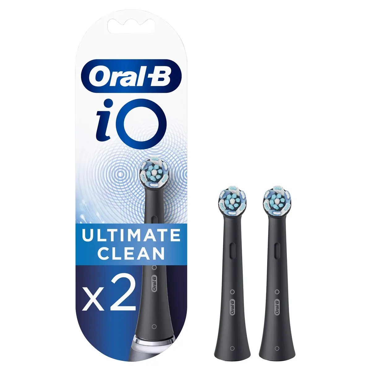 Oral-B iO Ultimate Clean Electric Toothbrush Head Replacement, Pack of 2, Black | Deeper Plaque Removal - main product image