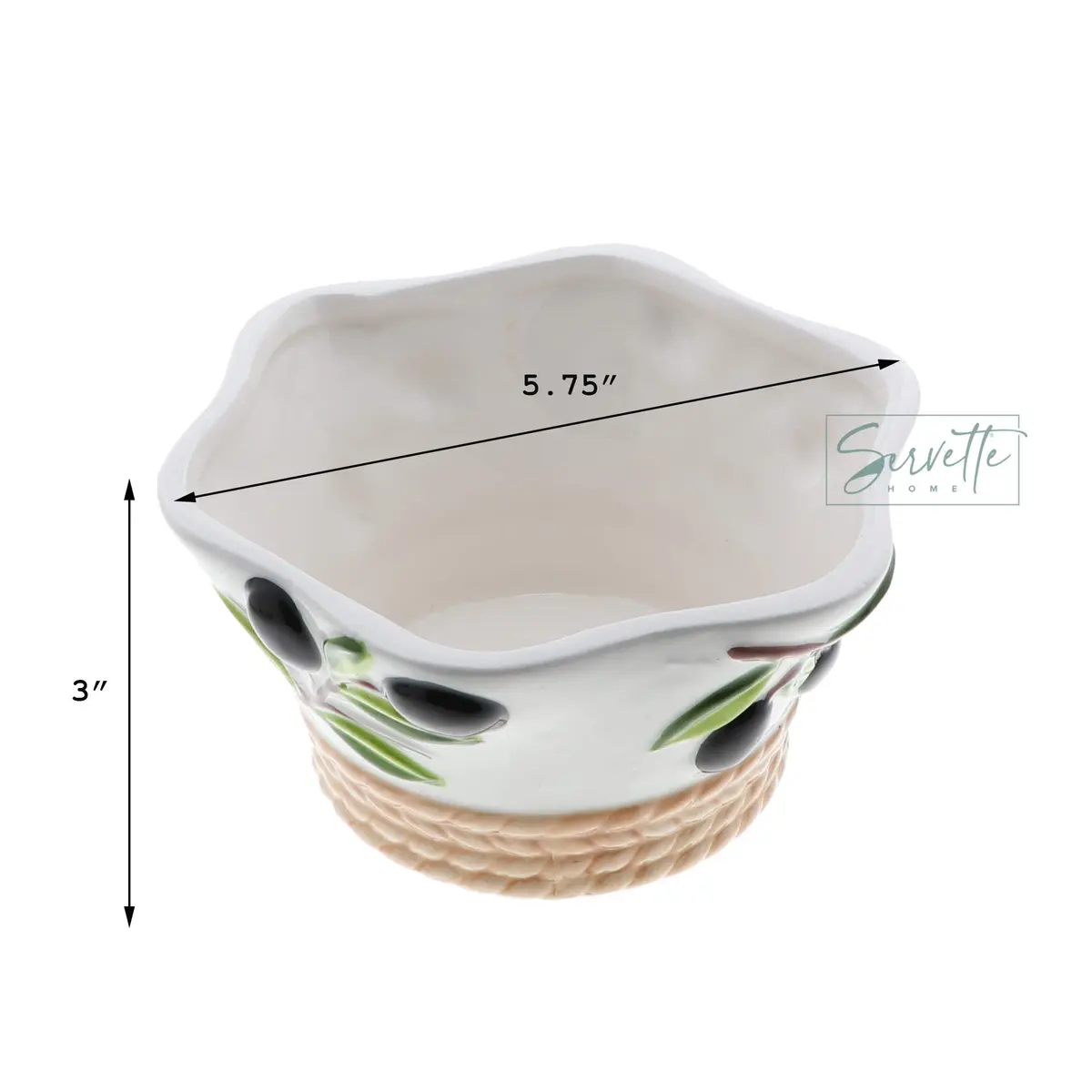 Servette Home Medium Ceramic Olive Salad Bowl 16.0 cm (5.75 Inches) Diameter, 7.6 cm (3 Inches) Height | Tuscany Inspired - view 3