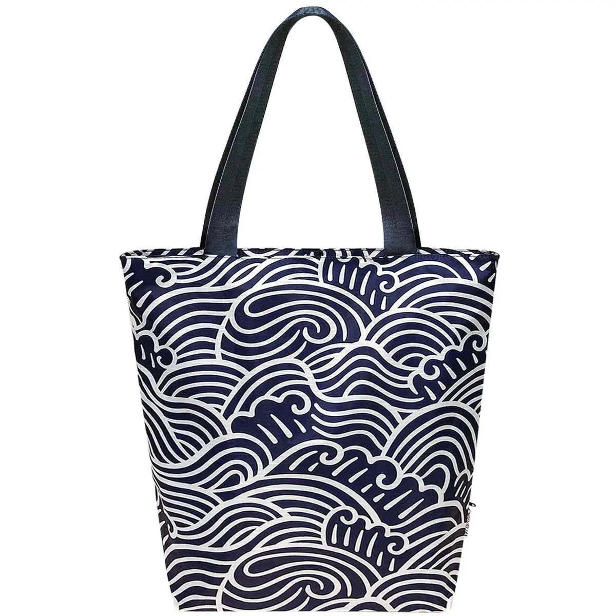 Wrapables Carryall Shopping Travel Tote Bag with Durable Ripstop Polyester - Foldable and Waterproof, Large, Navy Swirls | Compact, Water-Resistant & Spacious - main product image