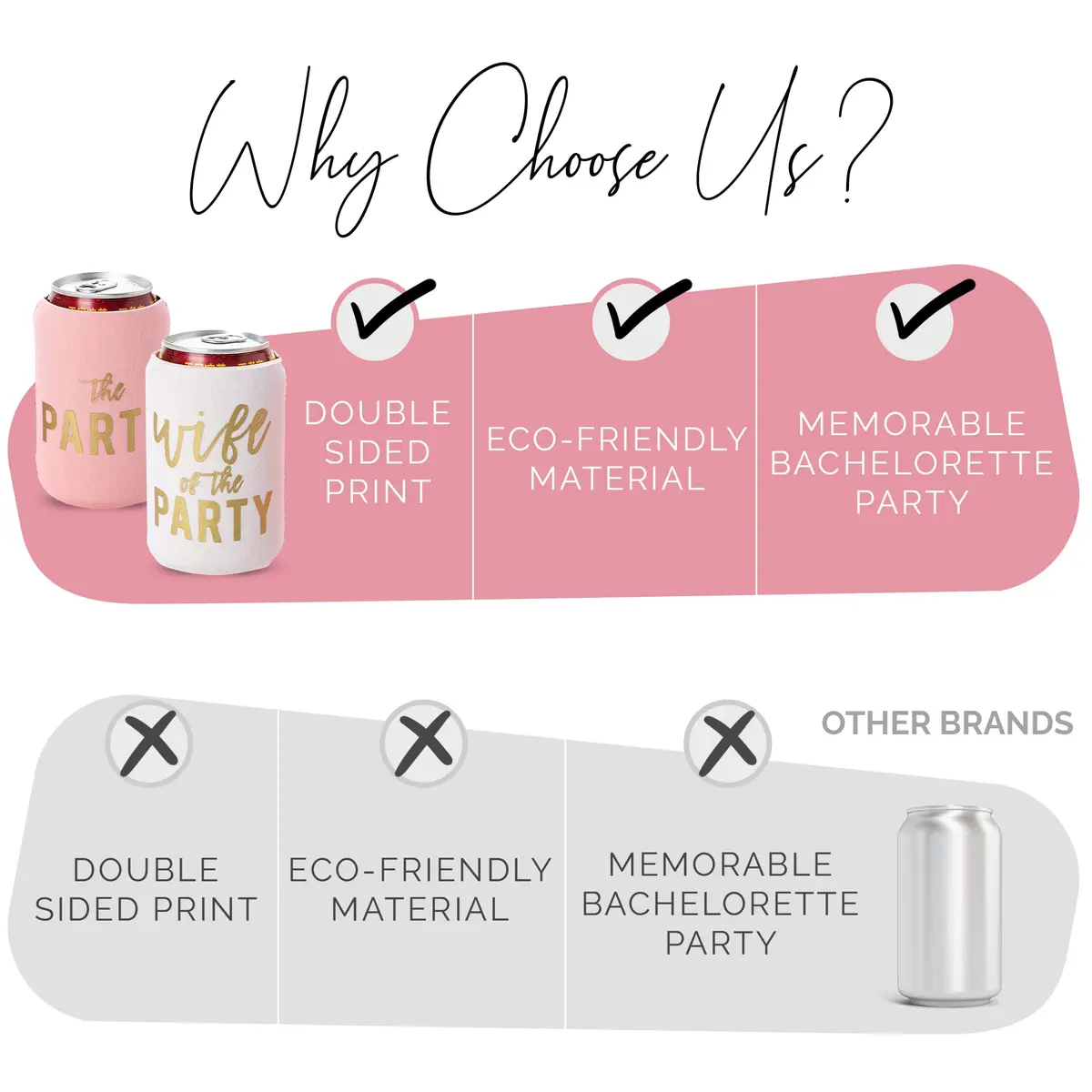 Your Dream Party Shop Wife of the Party Bachelorette Can Coolers (Set of 12, Pink) - view 8