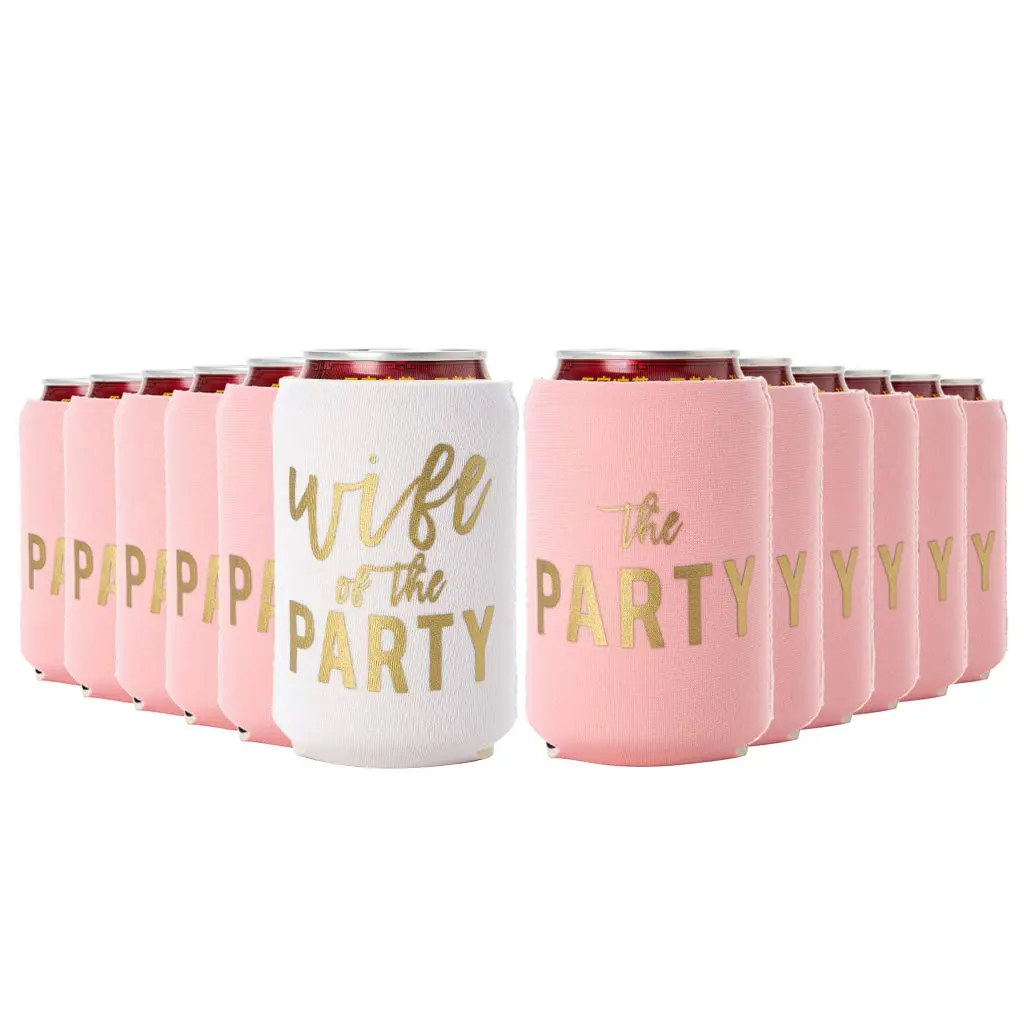 Your Dream Party Shop Wife of the Party Bachelorette Can Coolers (Set of 12, Pink) - view 9