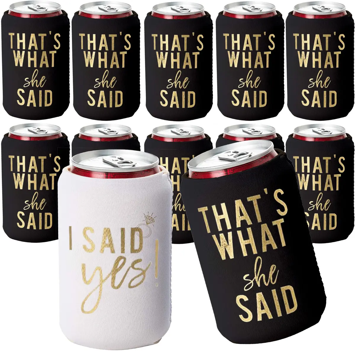 Your Dream Party Shop Black Beverage Insulator Set of 12 | Nashville Bachelorette Party Decor (Medium) - main product image