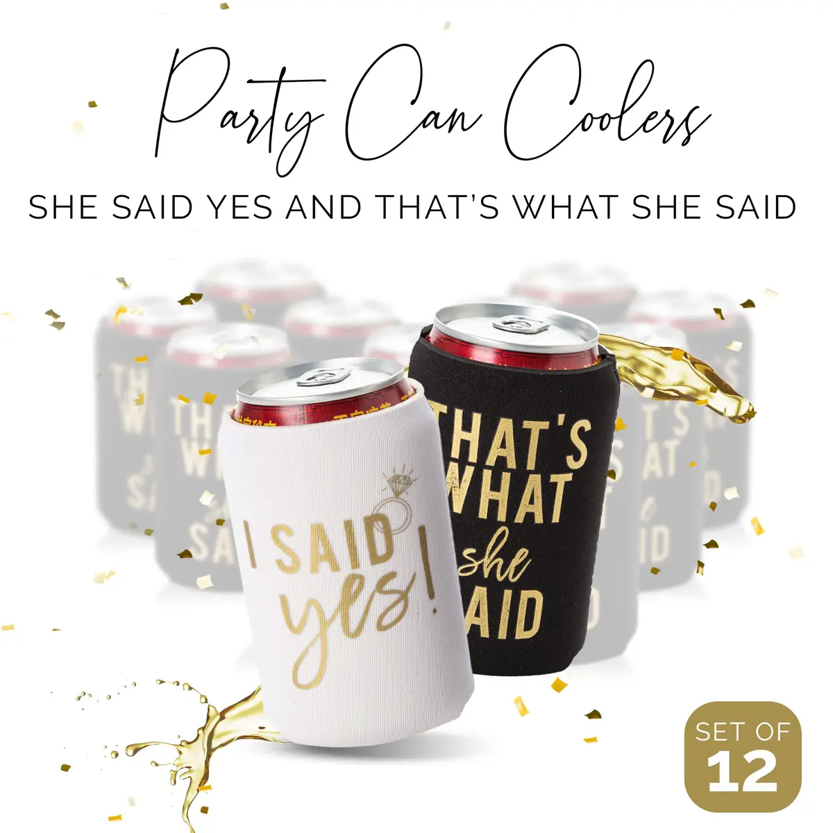 Your Dream Party Shop Black Beverage Insulator Set of 12 | Nashville Bachelorette Party Decor (Medium) - view 5