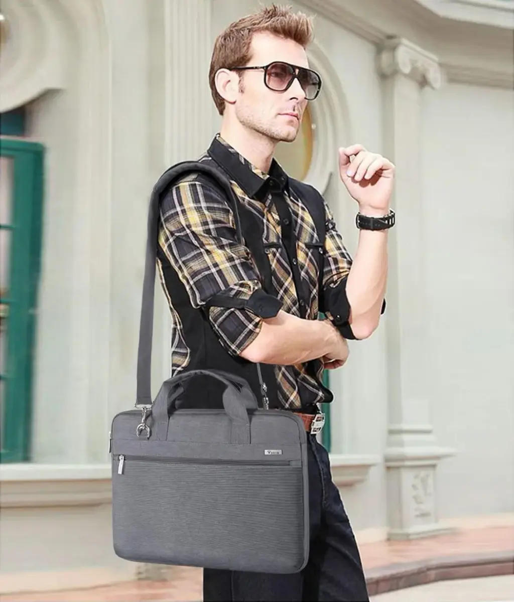 Voova 15.6 Inch Laptop Bag, Grey Shoulder Bag, MacBook Case | Water-Resistant & Organized - view 2
