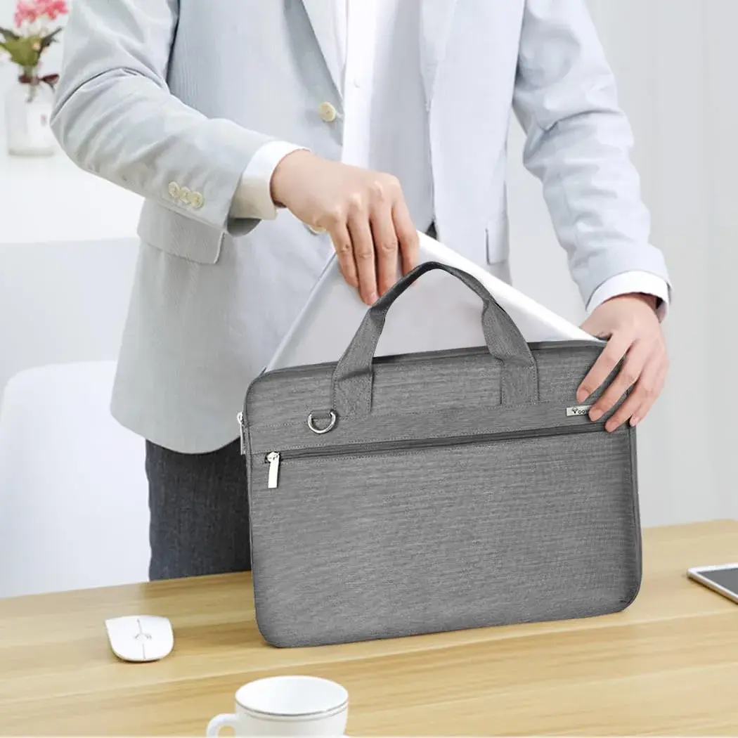 Voova 15.6 Inch Laptop Bag, Grey Shoulder Bag, MacBook Case | Water-Resistant & Organized - view 3