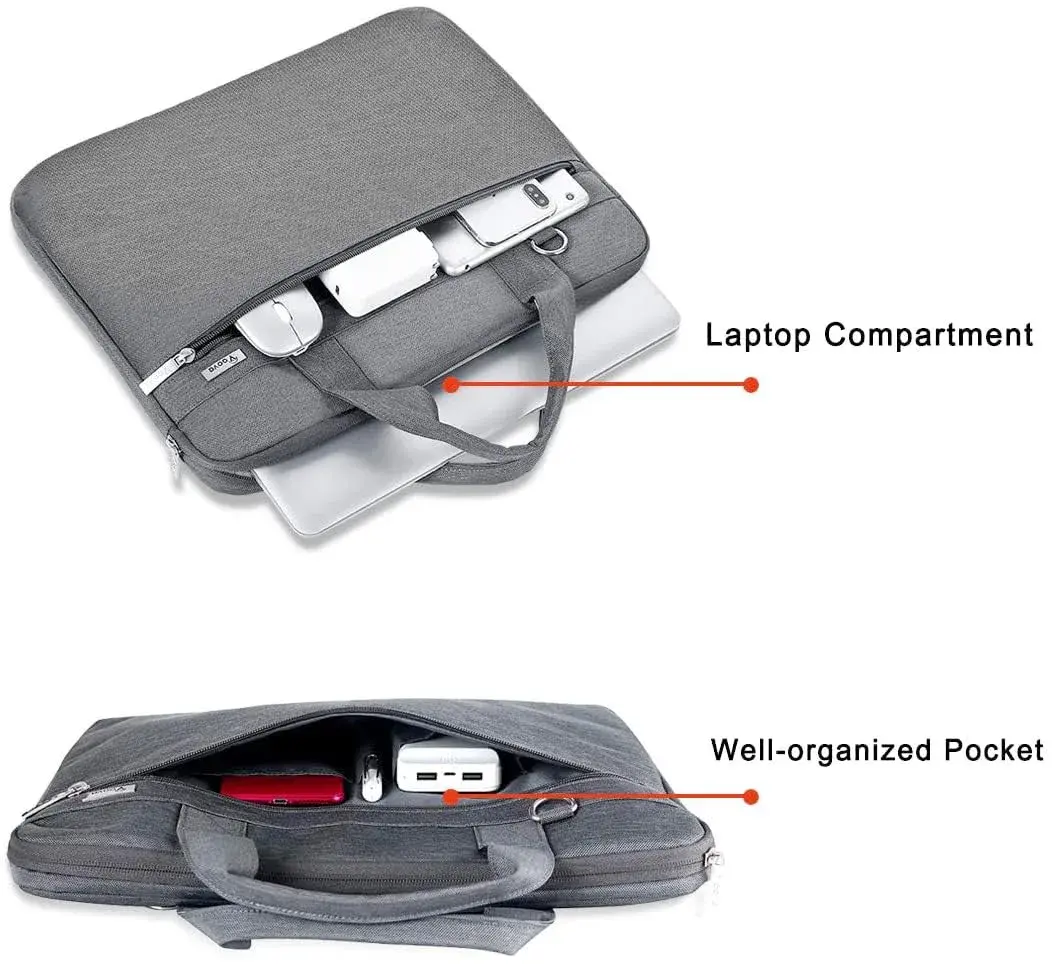 Voova 15.6 Inch Laptop Bag, Grey Shoulder Bag, MacBook Case | Water-Resistant & Organized - view 4