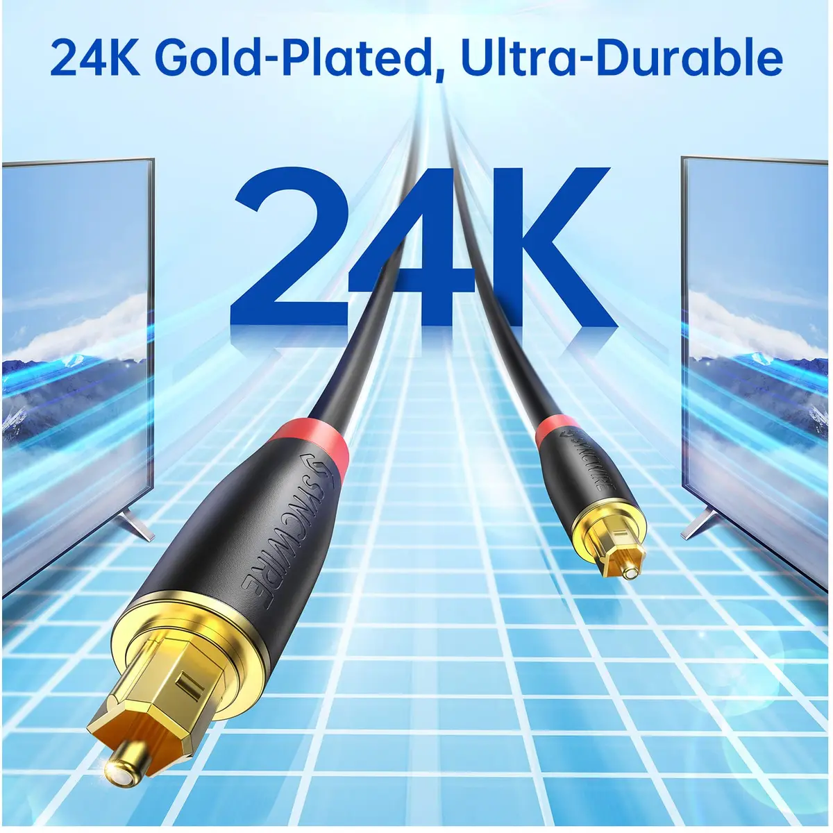 SYNCWIRE Optical Audio Cable 1m (3.3ft) | Gold-Plated Toslink SPDIF Cord for Soundbar, TV, PS4, Xbox - view 4