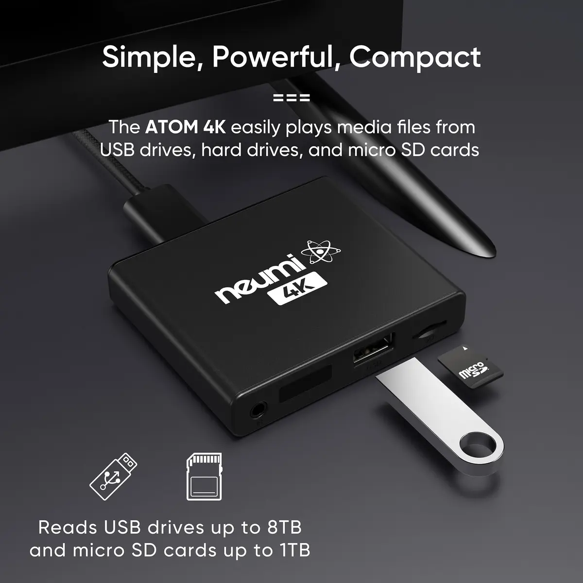 NEUMITECH Atom 4K Digital Media Player for USB Drives and SD Cards | HDMI 4K/60fps, Automatic Playback - view 2