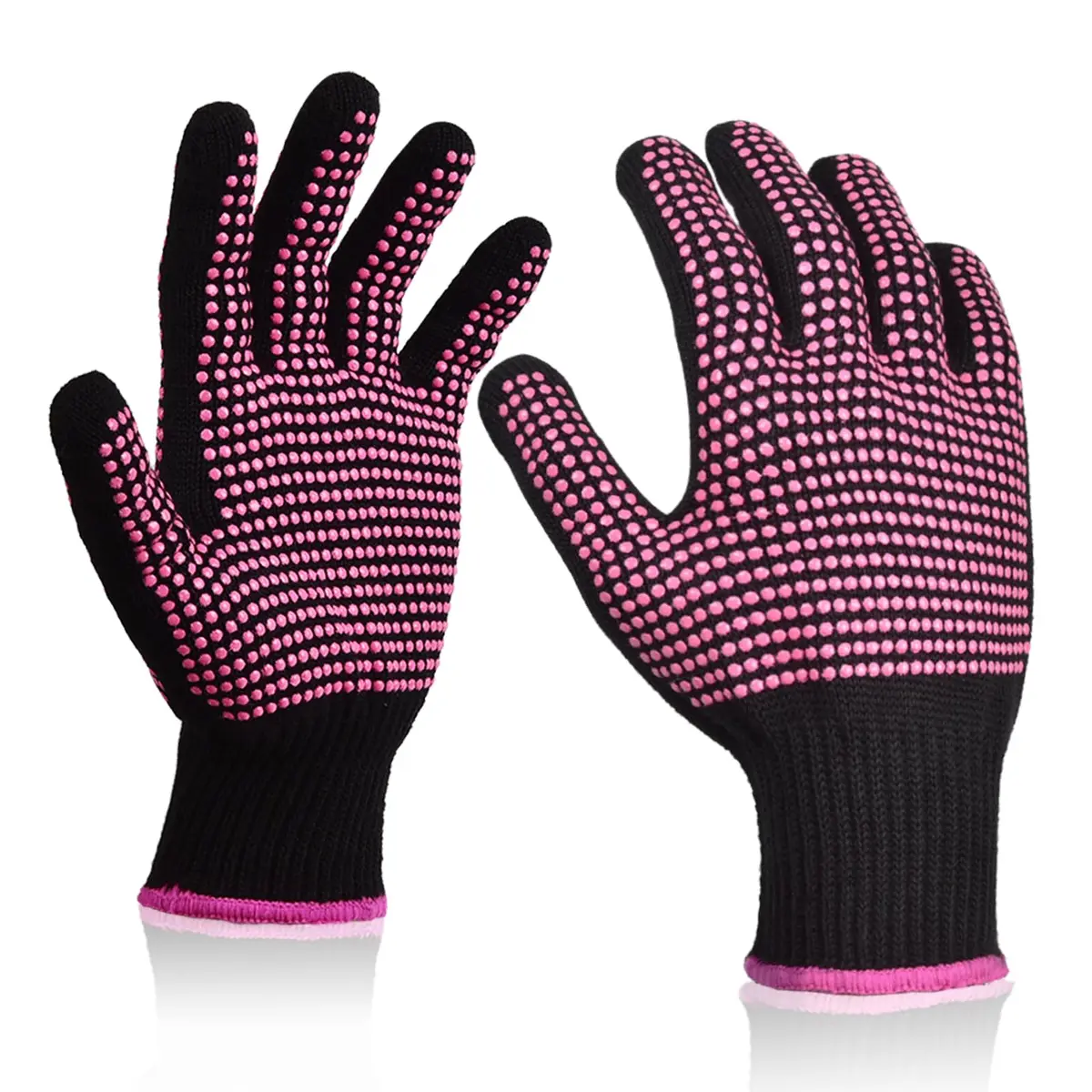 Sopito Heat Resistant Gloves for Hair Styling, Silicone Bump, 2Pcs Rose Red | Heatproof, Flexible & Breathable - main product image