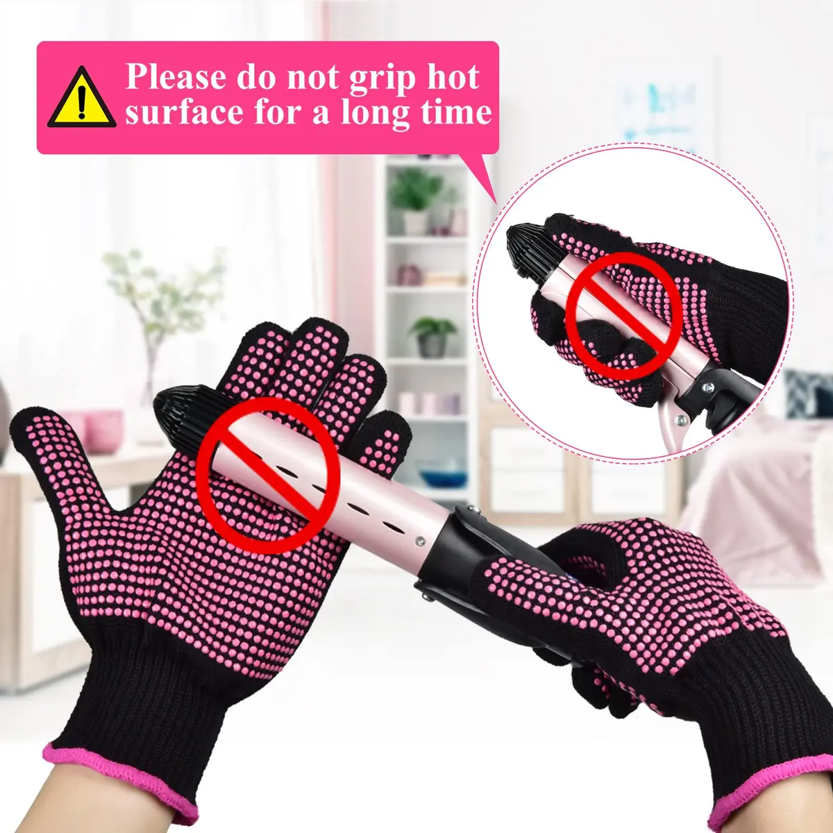 Sopito Heat Resistant Gloves for Hair Styling, Silicone Bump, 2Pcs Rose Red | Heatproof, Flexible & Breathable - view 7