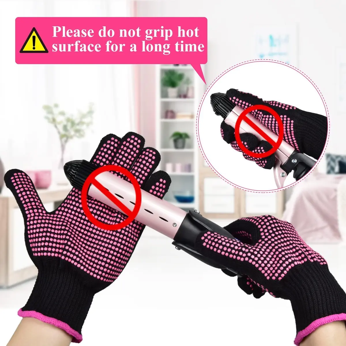 Sopito Heat Resistant Gloves for Hair Styling, Silicone Bump, 2Pcs Rose Red | Heatproof, Flexible & Breathable - view 8