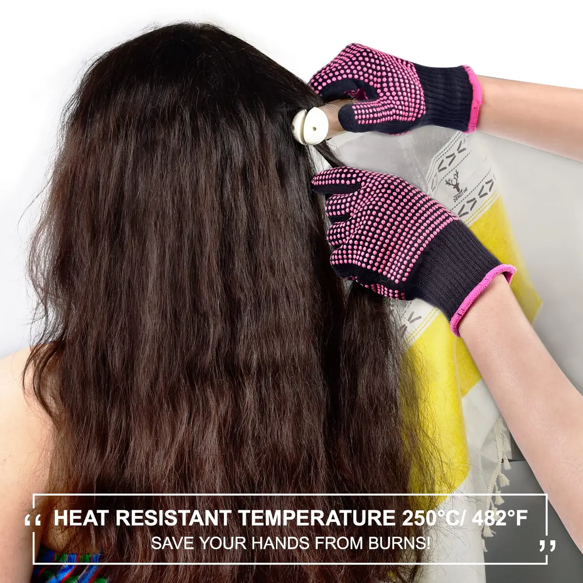 Sopito Heat Resistant Gloves for Hair Styling, Silicone Bump, 2Pcs Rose Red | Heatproof, Flexible & Breathable - view 2